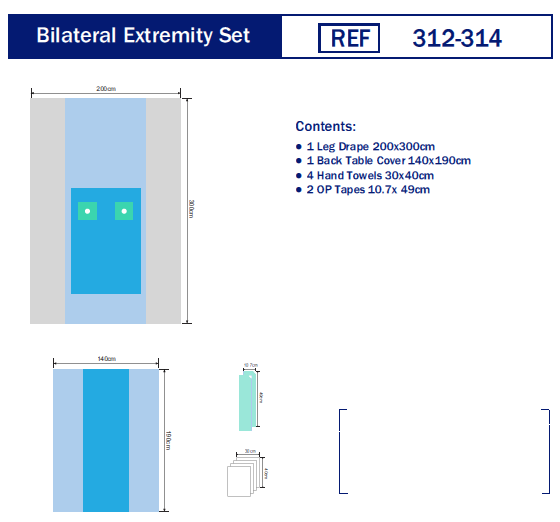 SecurePlus  Bilateral Extremity Drape Set ; Sterile  5pcs/case