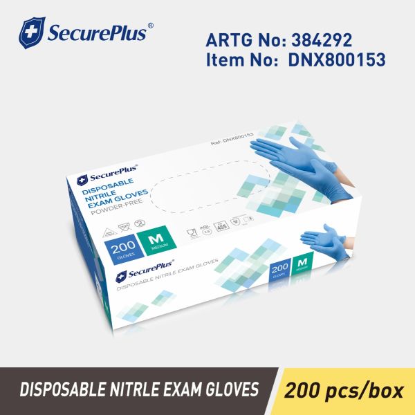 Nitrile Exam Gloves, Blue, powder free, 10 x 200 pcs/box