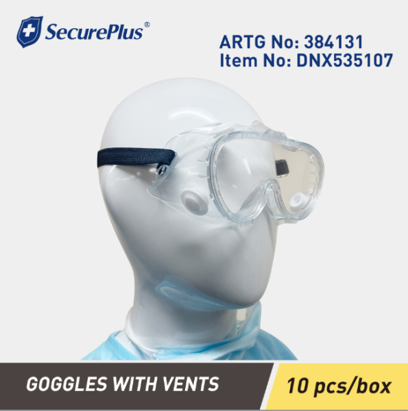 SecurePlus Goggle with Vents, 10 pcs/box, promotion $ 4.50/pc